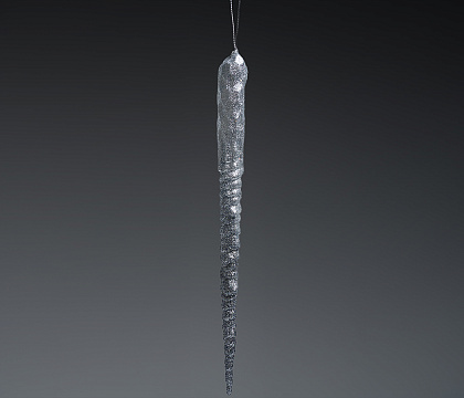 Фигурка декоративная сосулька на подвеске с отделкой из серебристого глиттера, 22,8 см, акрил, 1 шт.