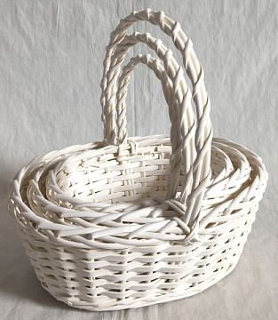 Набор корзин плетеных (ива), 31*25*13*31CM, 26*20*11,5*27CM, 21*15*10*23CM, 3 шт., белый