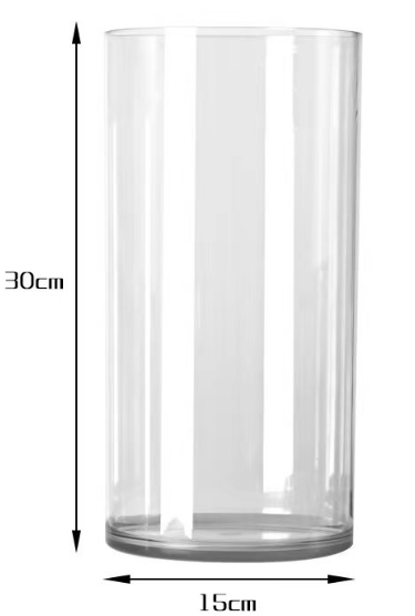 Пластиковая ваза для цветов, цилиндр, 15 см х 30 см, прозрачная