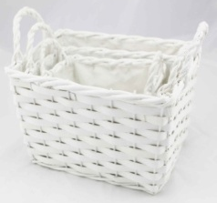 Набор корзин плетеных (ива), 28,5X20,5XH14/TH19,5  B:23X15,5 см, 24X17XH12/TH17 B:19,5X12 см, 19,5X12,5XH10/TH14 B:16X8 см, 3 шт., белый