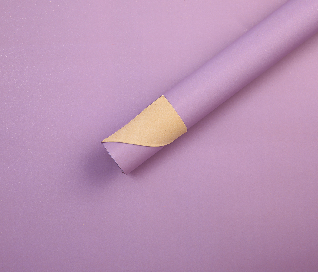 Водонепроницаемый упак. материал флористическая пленка с крафт бумагой, 80гр/м2, 50 см*10 м, сиреневый