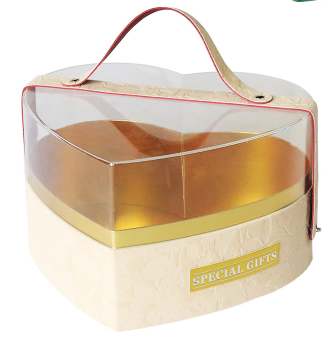 Коробка для цветов/подарков в виде сердца 25*23*14, 1 шт., кремовый