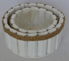 Набор кашпо деревянных 21H10 B22, 18H9 B17, 2 шт., белый