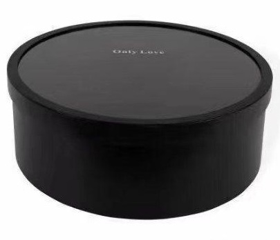 Коробка для цветов круглая с крышкой 38*36*15 см, 1 шт., черный