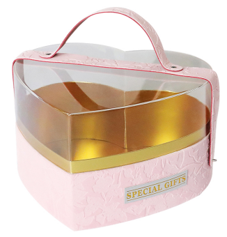 Коробка для цветов/подарков в виде сердца 25*23*14, 1 шт., св.розовый