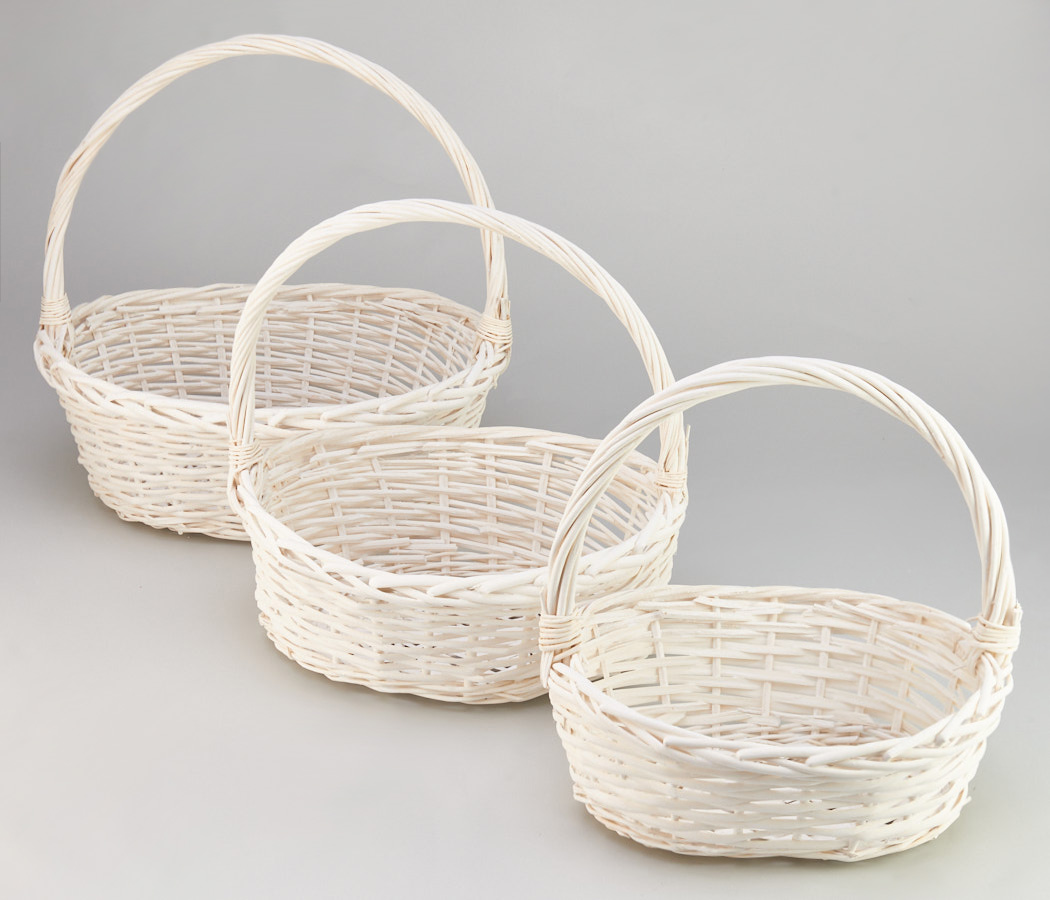 Набор корзин (ива), 44*37*16*40CM, 37*32*14*35CM, 31*27*12*30CM, 3 шт., белый