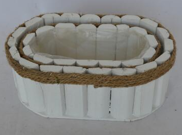 Набор кашпо деревянных 27*17H10 B26*26, 22*12H9 B21*11, 2 шт., белый