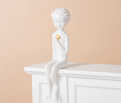Статуэтка декоративная, керамика, цвет белый, 10,5*9*36,5 см