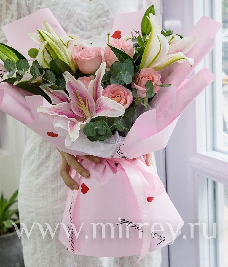 Упак. материал флористическая пленка "Romantic", 65 мкр, 58 см х 10 м, розовый