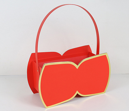 Коробка для цветов/подарков "Бантик" 24*10,3*13,5(28,5)H см, 1 шт., красный