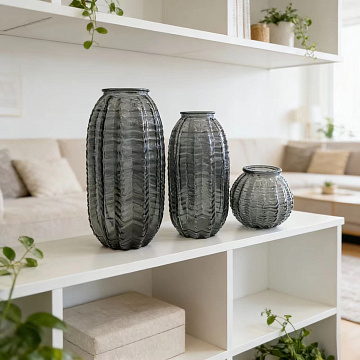 Ваза стеклянная D11,5 * H24 см, 1 шт., серый