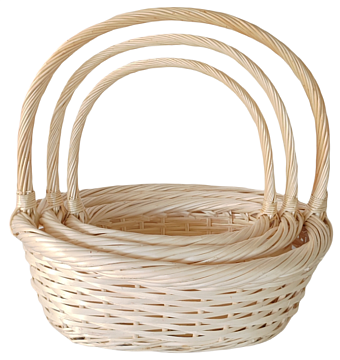 Набор корзин плетеных (ива): 45x40xH16xHH45  B37x27, 40x31xH14xHH40  B31x22, 31x25xH12xHH35  B26x17, 3 шт., выбеленный