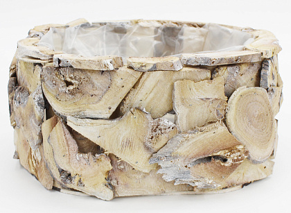 Кашпо деревянное D25*20 H12 B24*18, 1 шт.