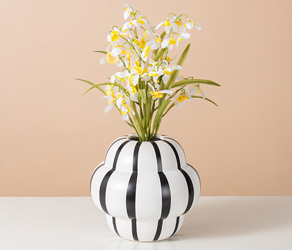 Керамическая декоративная ваза серия "Зебра", 20,5*20,5*18,5 см