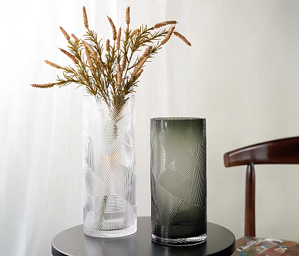 Ваза стеклянная D12* H23, 1 шт., серый