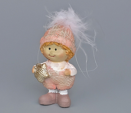 Декоративное новогоднее изделие Мальчик, 7 см, золотисто-розовый