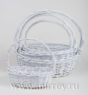 Набор плетеных корзин (ива), 50x40xН42,5 см, 42x34xН39 см, 37x28xН34 см, 30x23xН29 см, 4 шт., белый
