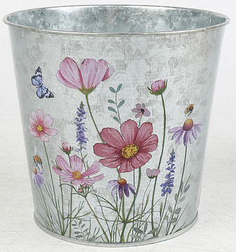 Декоративное кашпо "Цветочная акварель" 15XH13,5CM/B11,5, металл