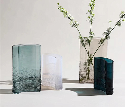 Ваза стеклянная D16 * H21 см, 1 шт., синий