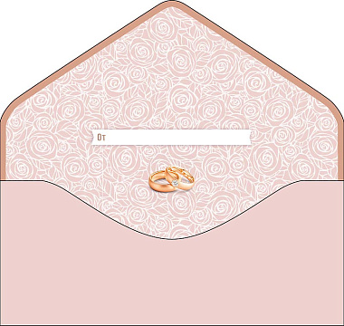 Открытка-конверт "В День Свадьбы!", размер: 9,3х19 см, в упак. 1 шт.