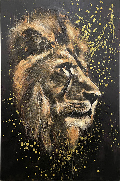 Панно "Король Лев", 80% ручная работа, без рамы, 60*90*3