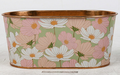 Декоративное овальное кашпо "Цветочный мир" 17X10XH7.5CM B15X8CM. металл