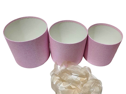 Набор коробок для цветов без крышки "Созвездие любви" 18*17, 15*14,5, 13*12 см, 3 шт., св.розовый