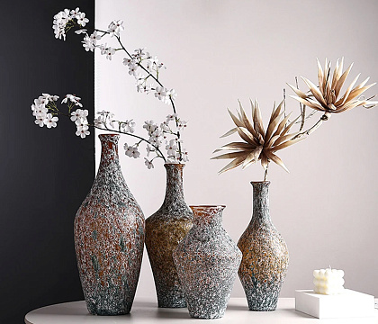 Ваза стеклянная D15 * H34,  1 шт., серо-янтарный