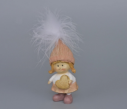 Декоративное новогоднее изделие Девочка, 12 см, золотисто-розовый