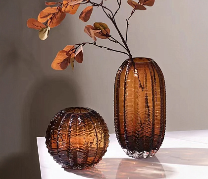 Ваза стеклянная D18 * H15 см, 1 шт., коричневый