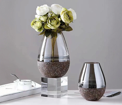 Ваза стеклянная D13 * H17 см, 1 шт., коричневый