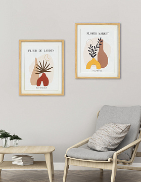 Панно "Флёр де Пари I" с тиснением, рама пластиковая со стеклом, 40x50x2,5