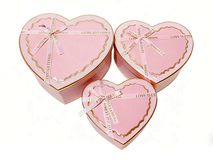 Набор коробок в виде сердца "Любовь в подарок" 22*20*9, 19*17*7,5, 16*14*6 см, 3 шт., светло-розовый