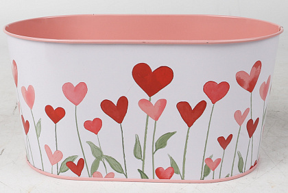 Декоративное овальное кашпо "Отражение любви " 22.5X13.7XH11.3 B:20X11см. металл