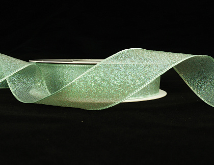 Лента декоративная "Перламутровое сияние", полиэстер, 25 мм х 20 ярд., пастельно-зеленый (5 шт./упак.)