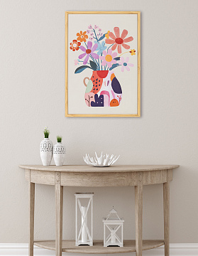 Постер "Солнечный букет", рама пластиковая со стеклом, 70x50x2,5