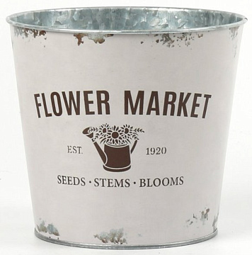 Декоративное кашпо "Цветочный рынок" 15XH13,5CM/B11,5, металл, молочный