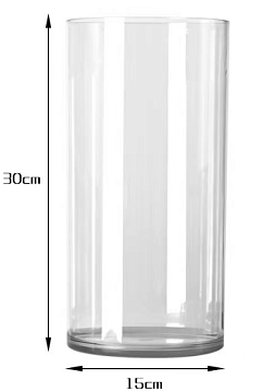 Пластиковая ваза для цветов, цилиндр, 15 см х 30 см, прозрачная