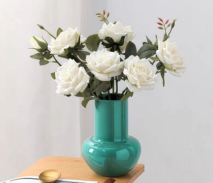 Ваза стеклянная D13,5 * H17,9 см, 1 шт.,изумрудный