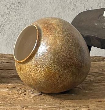 Ваза керамическая декоративная, цвет оранжевый, 21*22 см.