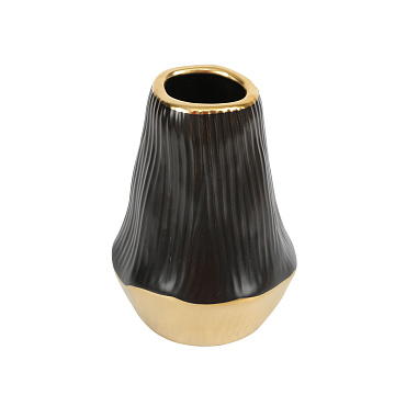 Ваза керамическая, цвет черно-золотой, 13*18 см