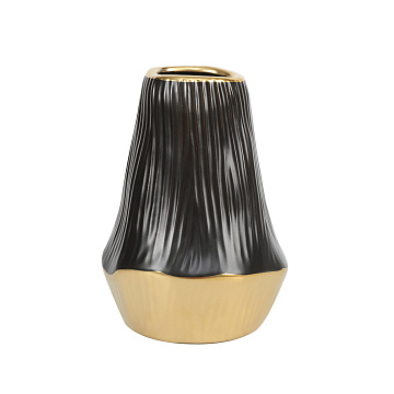 Ваза керамическая, цвет черно-золотой, 13*18 см