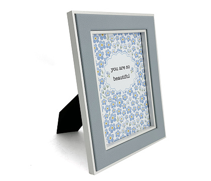 Фоторамка декоративная из МДФ с кожаной отделкой, цвет пепельно-синий, со стеклом, 13x18 см