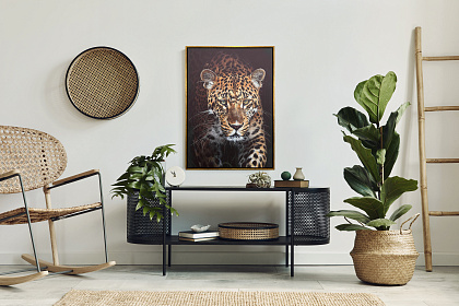 Картина "Леопард", 30% ручная работа, рама пластиковая, 50*70*3,5