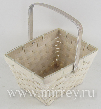  Корзина плетеная (бамбук), 19X14.5 H11 HH21 см, белый