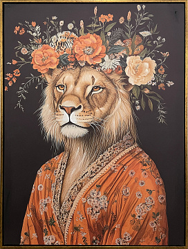 Картина "Лев II", 30% ручная работа, рама пластиковая, 60*80*3,5