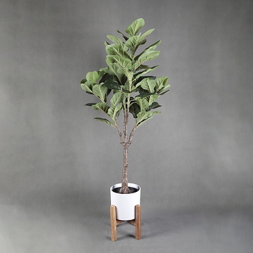 Искусственное растение "Фикус", горшок из пластика на деревянной подставке, 24*144см.