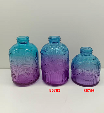 Ваза стеклянная D8*H9,3 см, 1 шт., градиент фиолетовый/синий