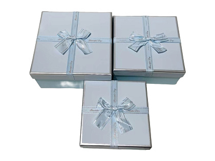 Набор коробок подарочных 19*19*9,8, 17*17*8, 15*15*6,5 см, 3 шт., светло-голубой
