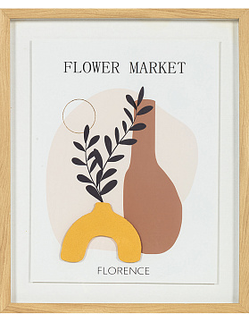 Панно "Флёр де Пари II" с тиснением, рама пластиковая со стеклом, 40x50x2,5